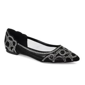 Women's Journee Batavia Pointed Toe Flat Black Synthetic/Mesh Fabric Size 7